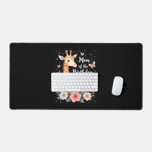 キリン母の誕生日ガールマッチングファミリーL デスクマット (キーボード&マウス)