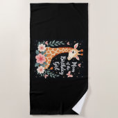 キリン母の誕生日ガールマッチングファミリーL ビーチタオル (正面)