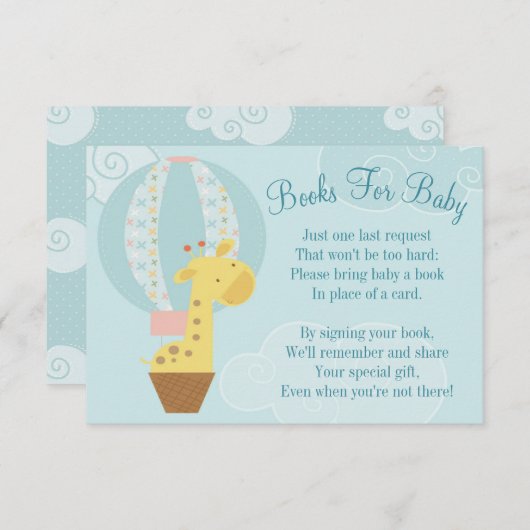 キリン気球の赤ちゃんシャワー本カードを持って来る エンクロージャーカード (正面/裏面)