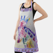 キリン水彩可愛い紫のフローラ動物エプロン エプロン (インサイチュ)