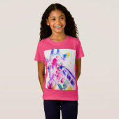 キリン水彩女の子パープルギフトホットピンク Tシャツ (正面フル)