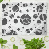 キリン水玉模様ブラックアンドライトグレープリント キッチンタオル (折り畳み)