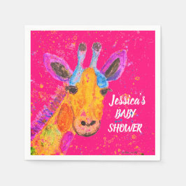 キリン水色サファリジャングルかわいい赤ちゃんシャワー スタンダードカクテルナプキン