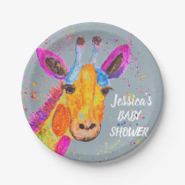 キリン水色サファリジャングルブルーベビーシャワー ペーパープレート