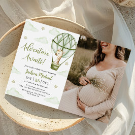 キリン熱気球グリーンベイビーシャワー写真 招待状