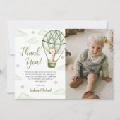 キリン熱気球グリーンボーイ誕生日写真 サンキューカード (正面)