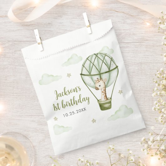 キリン熱気球グリーンボーイ1st誕生日 フェイバーバッグ (クリップ留めされた状態)