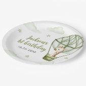 キリン熱気球グリーンボーイ1st誕生日 ペーパープレート (アングル)