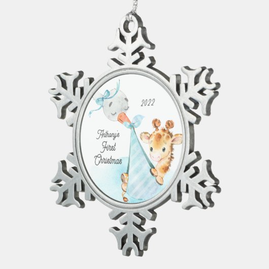 キリン特別配送ベビー初めてのクリスマス スノーフレークピューターオーナメント (右)