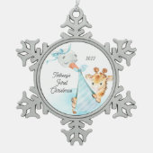 キリン特別配送ベビー初めてのクリスマス スノーフレークピューターオーナメント (正面)