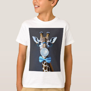 キリン眼鏡、ボウタイ吹のブルーガム Tシャツ