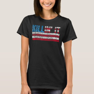 キリン系ITアメリカ国旗のスローガン男性女性トップキリンI Tシャツ