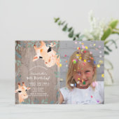 キリン素朴ウッドグリーナリー写真子供の誕生日 招待状 (スタンド正面)