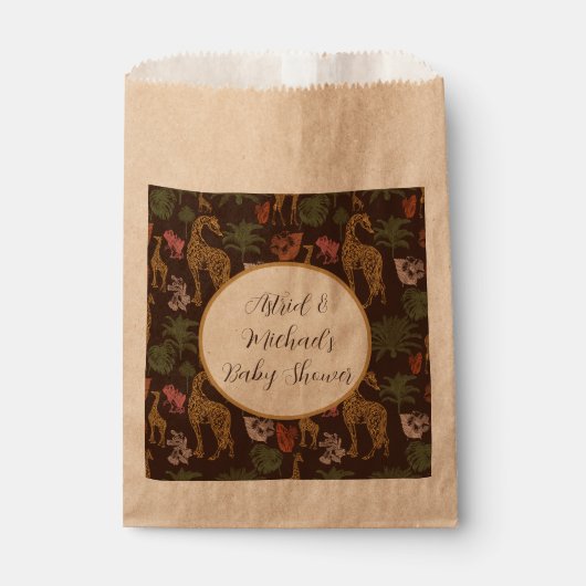 キリン素朴ブラウンフローラベイビーシャワー フェイバーバッグ (正面)