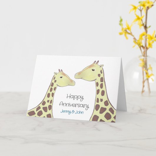 キリン結婚夫婦の記念日 カード (黄色い花)