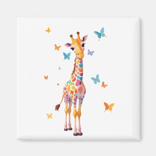キリン絵を描ベクター愛らしいおもしろい遊動物 マグネット (正面)