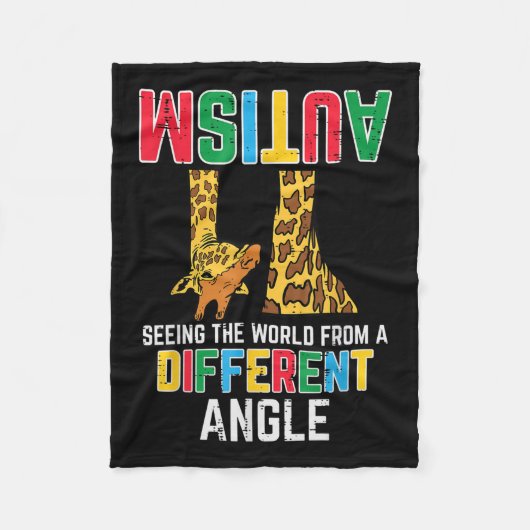 キリン自閉症が世界の角度を違う見る フリースブランケット (正面)