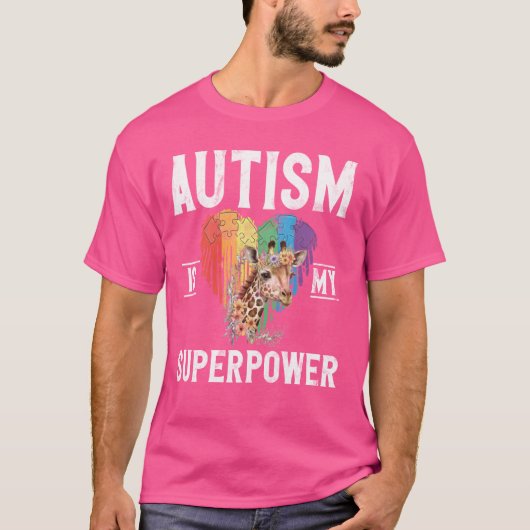 キリン自閉症認識神経多様性自閉症 Tシャツ (正面)