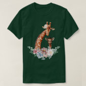 キリン花キリン恋人の動物園の動物野生動物 Tシャツ (デザイン正面)