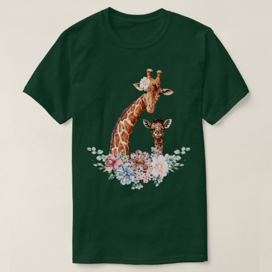 キリン花キリン恋人の動物園の動物野生動物 Tシャツ (デザイン正面)