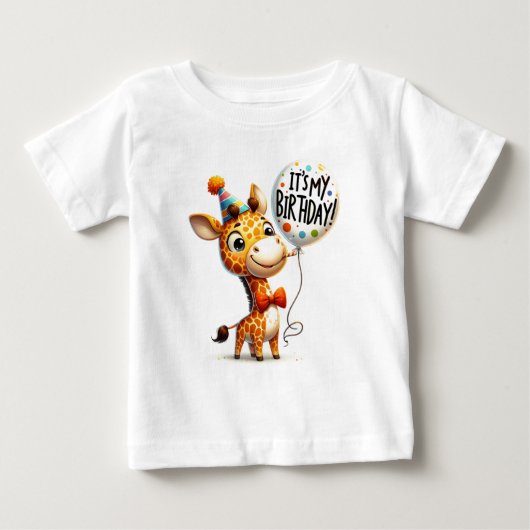 キリン誕生日お祝い ベビーTシャツ (正面)