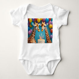 キリン誕生日パーティーと風船ケーキ ベビーボディスーツ