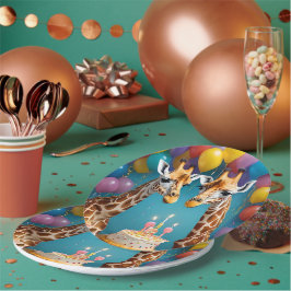 キリン誕生日パーティーと風船ケーキ ペーパープレート