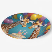 キリン誕生日パーティーと風船ケーキ ペーパープレート (アングル)