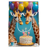キリン誕生日パーティーと風船ケーキ ミディアムペーパーバッグ (裏面)