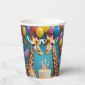 キリン誕生日パーティーと風船ケーキ 紙コップ (裏面)