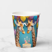 キリン誕生日パーティーと風船ケーキ 紙コップ (正面)