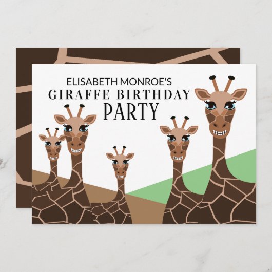 キリン誕生日パーティー，ニニングGiraffes 招待状 (正面/裏面)