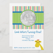 キリン誕生日招待状とアナウンス 招待状 (正面/裏面)