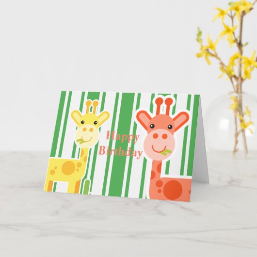 キリン誕生日挨拶 カード (黄色い花)