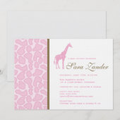キリン赤ちゃんのシャワー招待状 - 女の子 招待状 (正面/裏面)