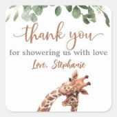 キリン赤ちゃんシャワーお気に入りシール スクエアシール (正面)