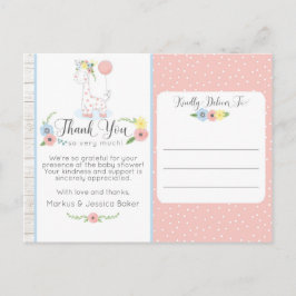 キリン赤ちゃんシャワーかわいいフローラありがとう写真 ポストカード