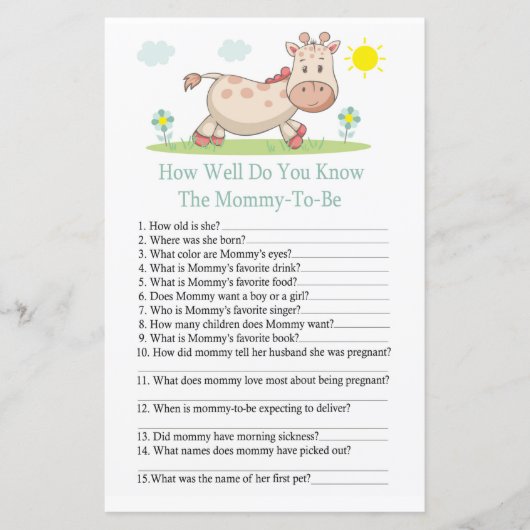 キリン赤ちゃんシャワーゲームをどれだけ知っているか (正面)