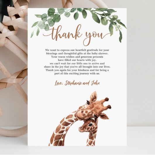 キリン赤ちゃんシャワーサンキューカード サンキューカード