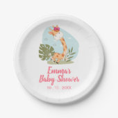 キリン赤ちゃんシャワーナプキン（ガールサファリ動物） ペーパープレート (正面)