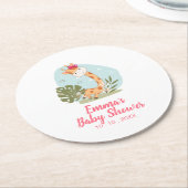 キリン赤ちゃんシャワーナプキン（ガールサファリ動物） ラウンドペーパーコースター (アングル)