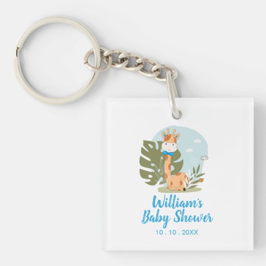 キリン赤ちゃんシャワーナプキン（ボーイサファリ動物） キーホルダー (正面)