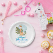 キリン赤ちゃんシャワーナプキン（ボーイサファリ動物） ペーパープレート (パーティー)