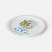 キリン赤ちゃんシャワーナプキン（ボーイサファリ動物） ペーパープレート (アングル)