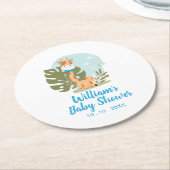 キリン赤ちゃんシャワーナプキン（ボーイサファリ動物） ラウンドペーパーコースター (アングル)