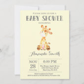 キリン赤ちゃんシャワー招待状イエローグレー 招待状 (正面)