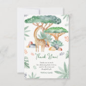 キリン赤ちゃんシャワー水彩熱帯動物 サンキューカード (正面)