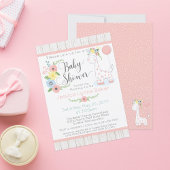 キリン赤ちゃんシャワー |かわいいフローラ素朴&ウッド 招待状