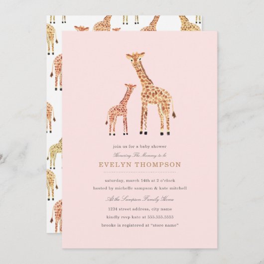 キリン赤ちゃんシャワー 招待状 (正面/裏面)