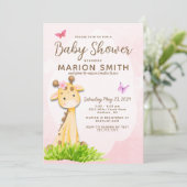 キリン赤ちゃん女の子シャワーウォーター招待状 招待状 (スタンド正面)